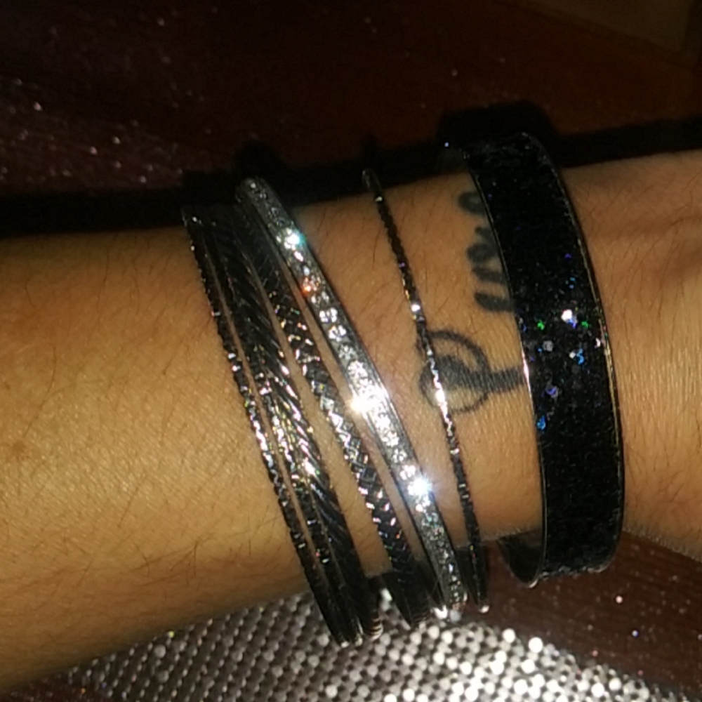 7 silver bangle bracelets